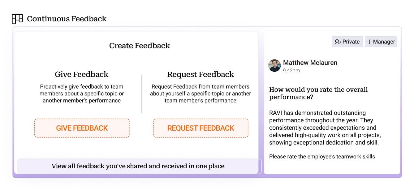 Demonstration of continuous Feedback module from Peoplebox